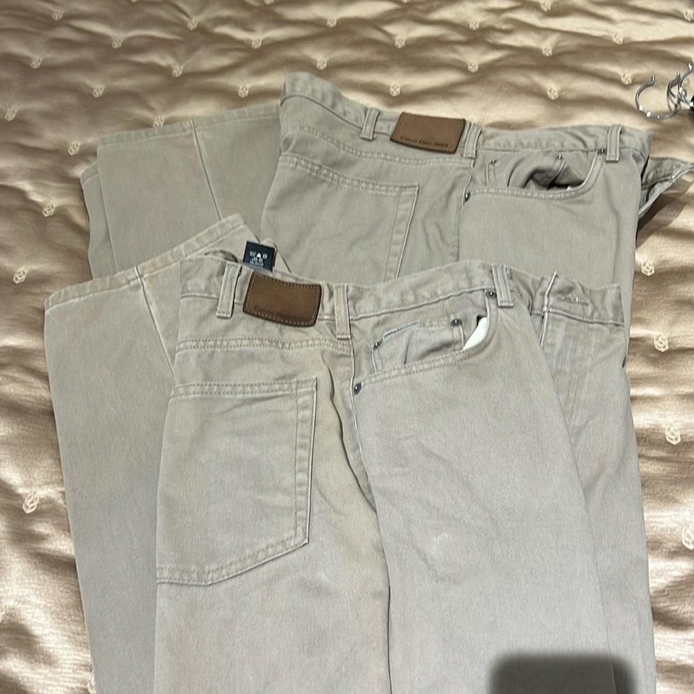 Two Calvin Klein jeans excellent condition easy fit Khaki